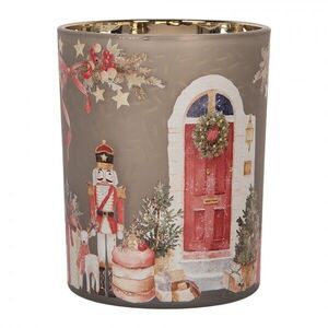 Skleněný svícen na čajovou svíčku Louskáček Nutcracker - Ø 10*13 cm 6GL5469 obraz