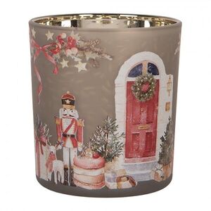 Skleněný svícen na čajovou svíčku Louskáček Nutcracker - Ø 7*8 cm 6GL5468 obraz
