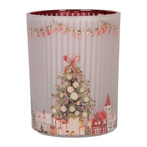 Skleněný svícen na čajovou svíčku Christmas Tree - Ø 10*13 cm 6GL5467 obraz