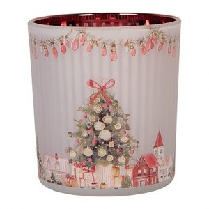 Skleněný svícen na čajovou svíčku Christmas Tree - Ø 7*8 cm 6GL5466 obraz