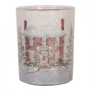 Skleněný svícen na čajovou svíčku Christmas House - Ø 10*13 cm 6GL5463 obraz