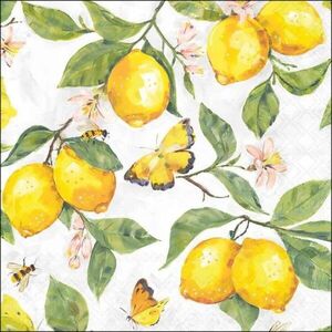 Bílé papírové ubrousky s citróny Fresh Lemons - 33*33 cm (20ks) 13320365 obraz