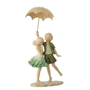 Zelená dekorace děti s deštníkem Rodinné štěstí - 18*12*39 cm 60055 obraz