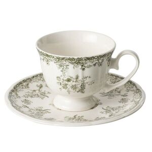 Bílý porcelánový šálek s podšálkem Vintage Blossom - 9*9*7 cm 268857 obraz