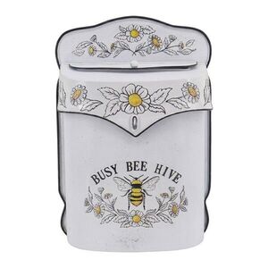 Krémová retro poštovní schránka s včelou Busy Bee Hive - 24*10*35 cm 6Y6036 obraz