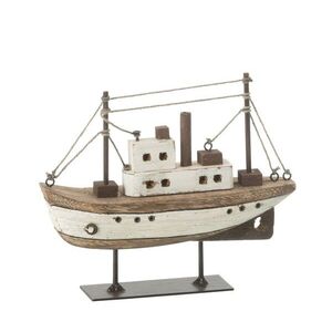 Hnědá dřevěná dekorace přírodní loďka na podstavci Boat M - 18*5*15 cm 50181 obraz