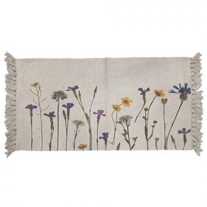 Béžový bavlněný koberec s lučními květy a třásněmi - 60*90 cm KT081.005 obraz