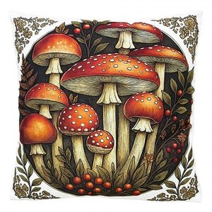 Dekorační polštář s motivem muchomůrek - 45*45*4 cm KG023.193 obraz