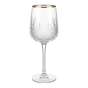 Elegantní sklenice na víno se zlatým okrajem - Ø 7*23 cm / 300 ml 6GL5529 obraz