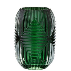 Zelený skleněný svícen / váza s žebrováním High Lines - Ø 9*13 cm 97765 obraz