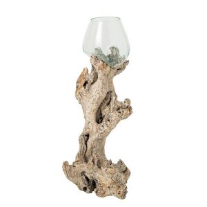 Skleněná váza z recyklovaného skla na dřevu Gamal White XXL - 40*40*80 cm 266218 obraz