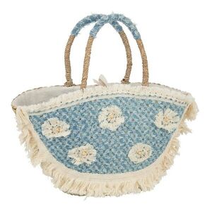 Plážová taška z mořské trávy s květy a třásněmi Beach Bag - 59*16*30 cm 41771 obraz
