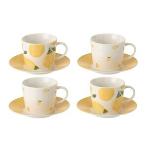 Kávová sada 4 šálků s podšálky Casa Limone - Ø 13*7 cm / 200 ml 63756 obraz