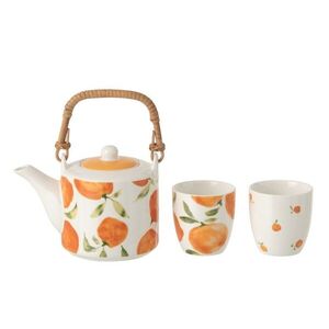 Čajová sada s konvičkou a 2 hrnky Casa Naranja - 16*11*12 cm / 600 ml 63765 obraz
