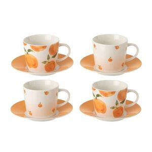 Kávová sada 4 šálků s podšálky Casa Naranja - Ø 13*7 cm / 200 ml 63764 obraz
