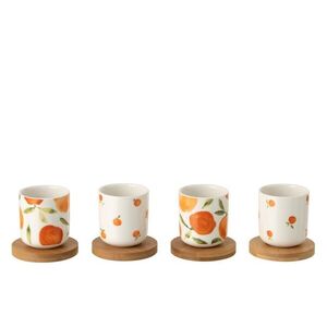 Sada 4 keramických kalíšků s podtácky Casa Naranja - Ø 6*6, 5 cm / 100 ml 63762 obraz