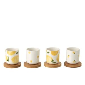 Sada 4 keramických kalíšků s podtácky Casa Limone - Ø 6*6, 5 cm / 100 ml 63754 obraz