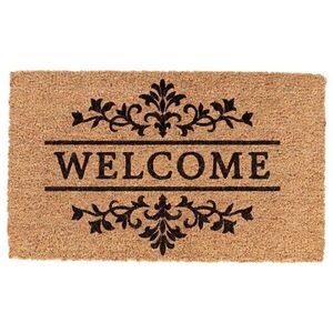 Hnědá kokosová rohožka s ornamenty Welcome - 75*45*1 cm MC296 obraz