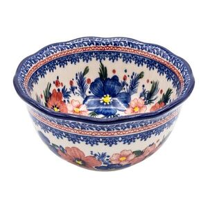 Keramická miska s květy a vlnitým okrajem Blooming Blue - Ø 13*7 cm 6CEBO0269 obraz