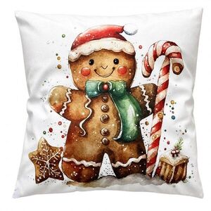 Dekorativní vánoční polštář - Veselý perníček - 45*45*4 cm KG023.241 obraz