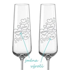 Sklenice na sekt Sandra k výročí Srdce 2 ks obraz