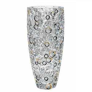 Bohemia Jihlava Váza Lisboa black and gold lister 350 mm obraz