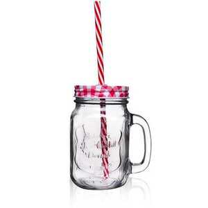 Orion Straw sklenice s brčkem a uchem 450 ml obraz