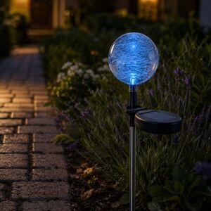 Solární zahradní zápich koule 80 cm, LED 3 barvy obraz