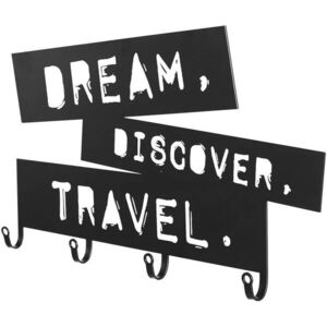 Nástěnný věšák se čtyřmi háčky, Dream, Discover, Travel obraz