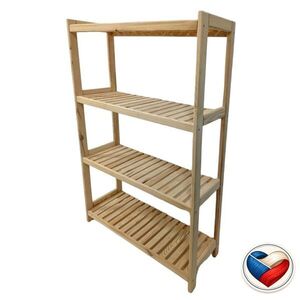 Gaboni 85980 Dřevěný regál, 4 police, 133 x 70 x 33 cm obraz