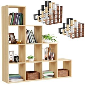 Miadomodo stupňovitý regál 129, 5 x 29 x 129, 5 cm 10 přihrádek Sonoma JG99544 obraz