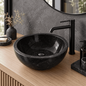 Indera Gemma 501 Ø40 cm Black Kamenné umyvadlo leštěný mramor 55396 obraz