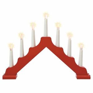 LED vánoční obloukový svícen ze dřeva, 7 teplých světel obraz