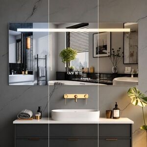 Koupelnové LED zrcadlo 90 × 70 cm s odmlžováním obraz