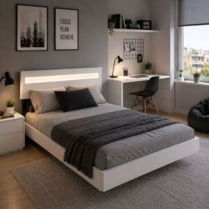 Juskys 107303 postel 140x200 cm LED bílá obraz