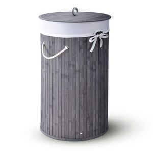 Juskys 107434 koš na prádlo 55 l bambus šedá obraz