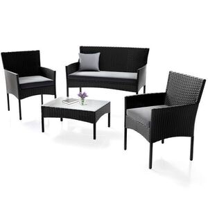 Juskys 107483 zahradní set ratan černá obraz
