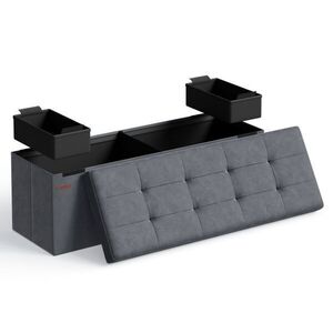 Skládací lavice s úložným prostorem 38 x 110 x 38 cm, šedá obraz
