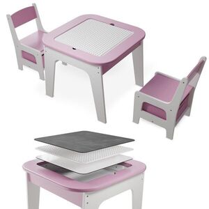 Dětský stůl a židle 3v1 s deskou pro stavebnice typu LEGO® obraz