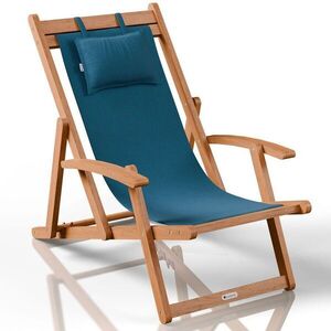 Juskys skládací zahradní lehátko polohovatelné JS107628 modrá obraz