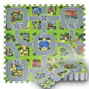 Dětská puzzle podložka s motivem města, 9 dílů, EVA pěna obraz