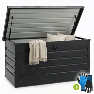 Juskys zahradní úložný box JS107702 380 l černý obraz