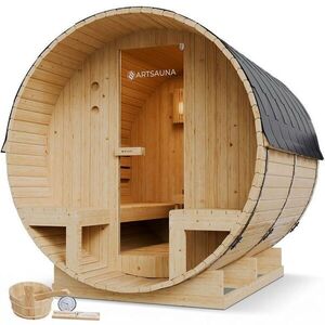 Zahradní sudová sauna pro 6 osob s elektrickými kamny 8 kW obraz