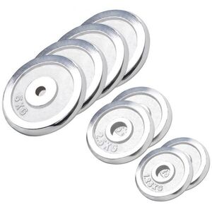 Gorilla Sports sada zátěžových kotoučů 8 ks chrom 27, 5 kg 31 mm obraz