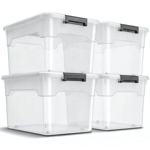 Úložné boxy s víkem 60 l, 4 ks, bílé, stohovatelné obraz