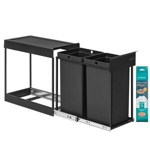 Koš na tříděný odpad do kuchyňské skříňky, 2x15 l, černý obraz