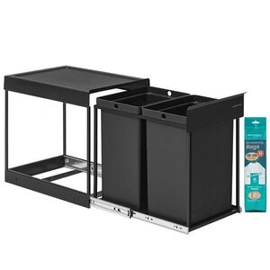 Výsuvný koš na odpad 2x20 l do kuchyňské linky, černý obraz