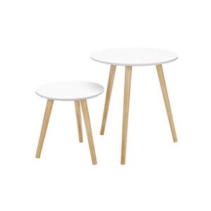Sada minimalistických odkládacích stolků bílá/dřevo, 2 ks obraz