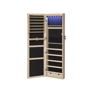 Závěsná šperkovnice s LED osvětlením a zrcadlem 37×120×10 cm obraz