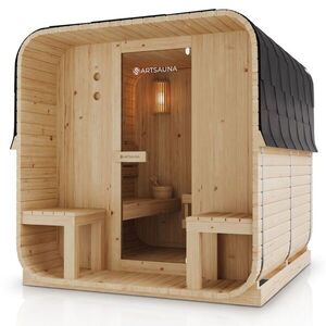 Zahradní sauna cube pro 6 osob s kamny 8 kW, s posezením obraz